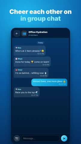 Group chat where friends cheer each other on to drink more water